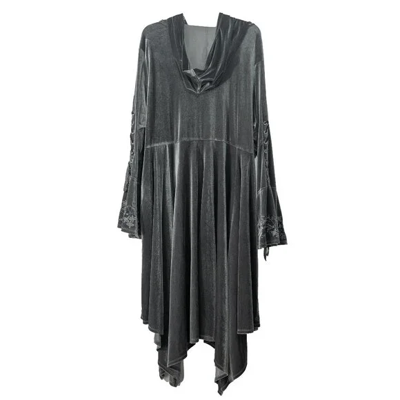 Her Universe Witcher Cloak Grey Velvet Hooded Cardigan Mystical Fairy Plus Size - Picture 5 of 15